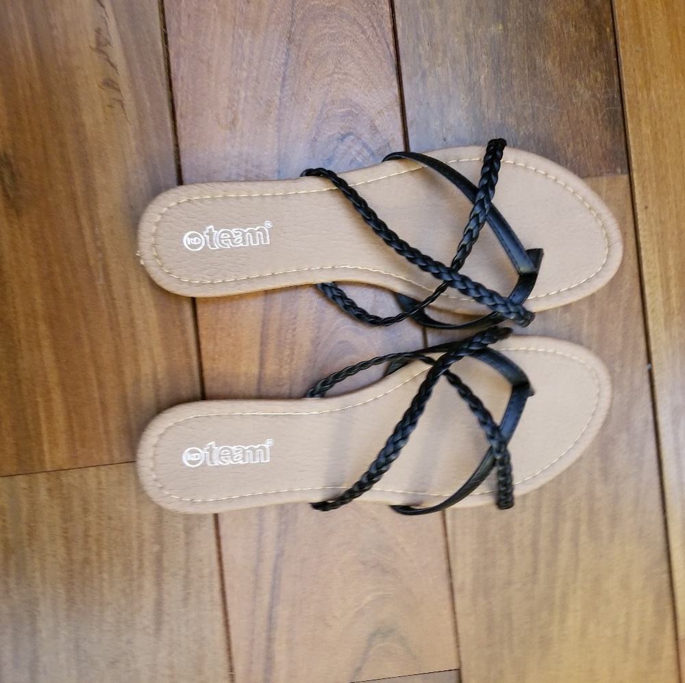 New Black Braided Sandals